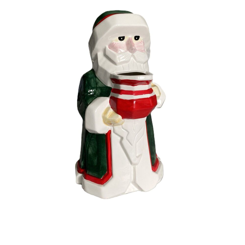 Vintage Boston Warehouse Yuletide Santa Pitcher Hand Painted Holiday Festivities
